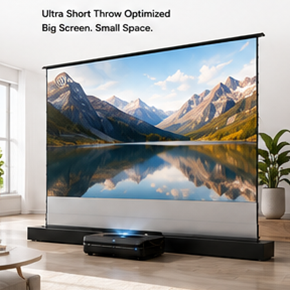 Aura Series Fresnel ALR Motorized Floor Rising Projection Screen -100 Inch