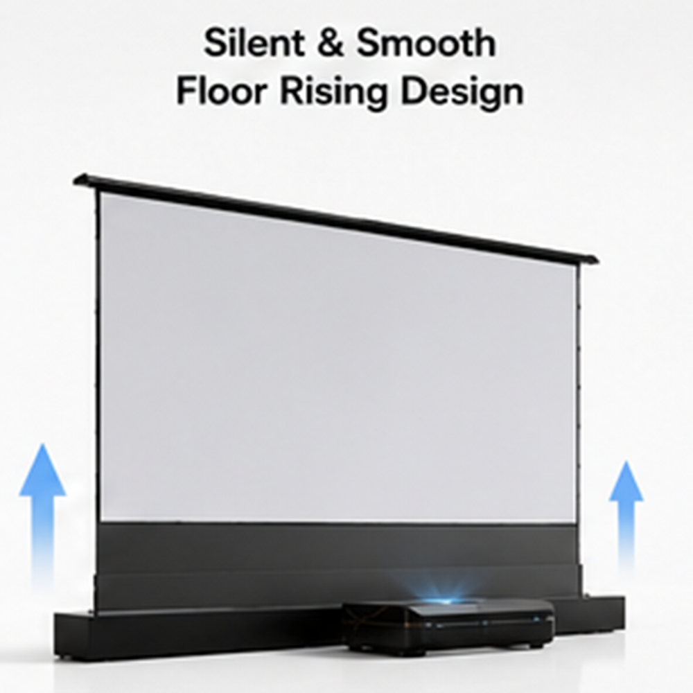 Aura Series Fresnel ALR Motorized Floor Rising Projection Screen -100 Inch